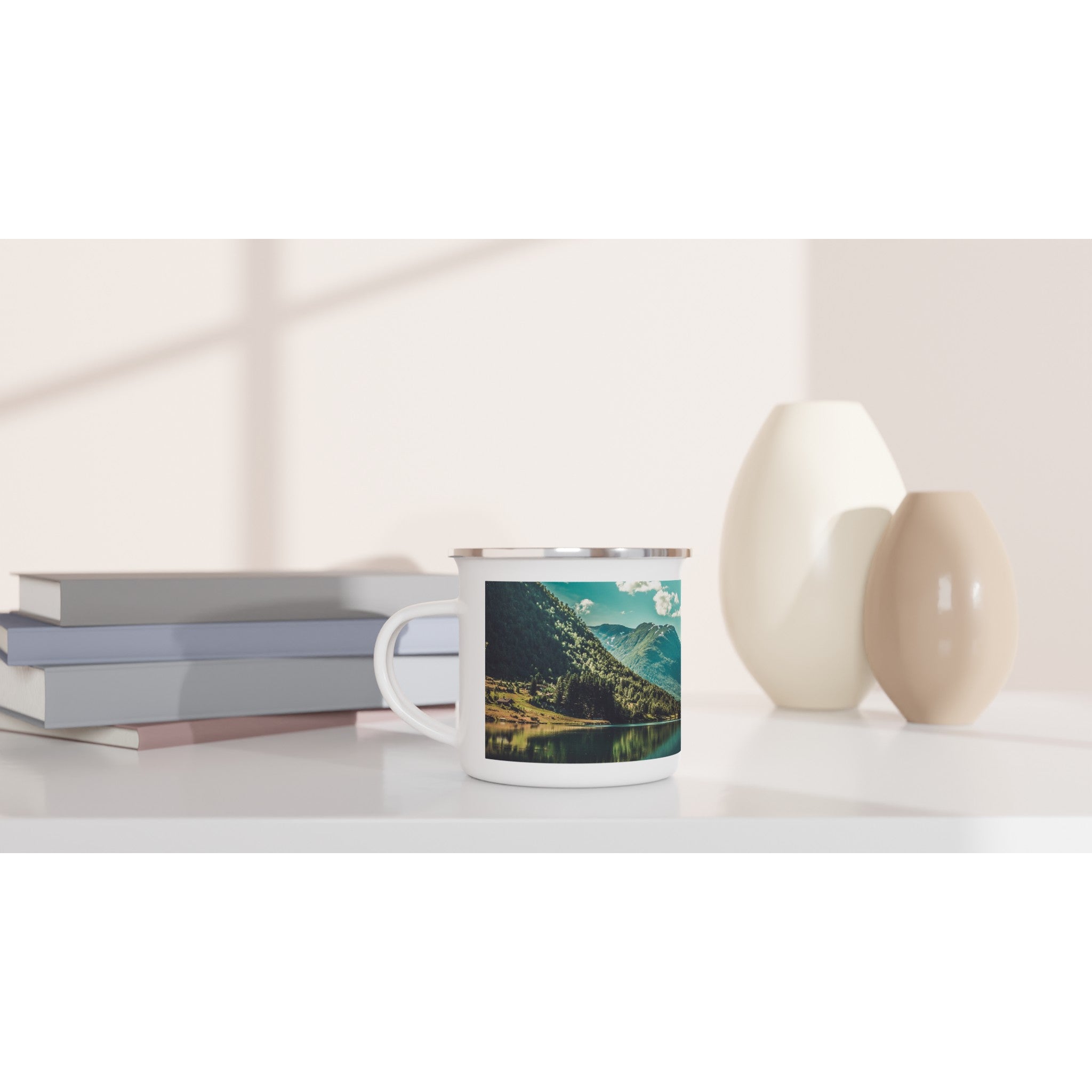 personalisierte emaille tasse mit panorama foto