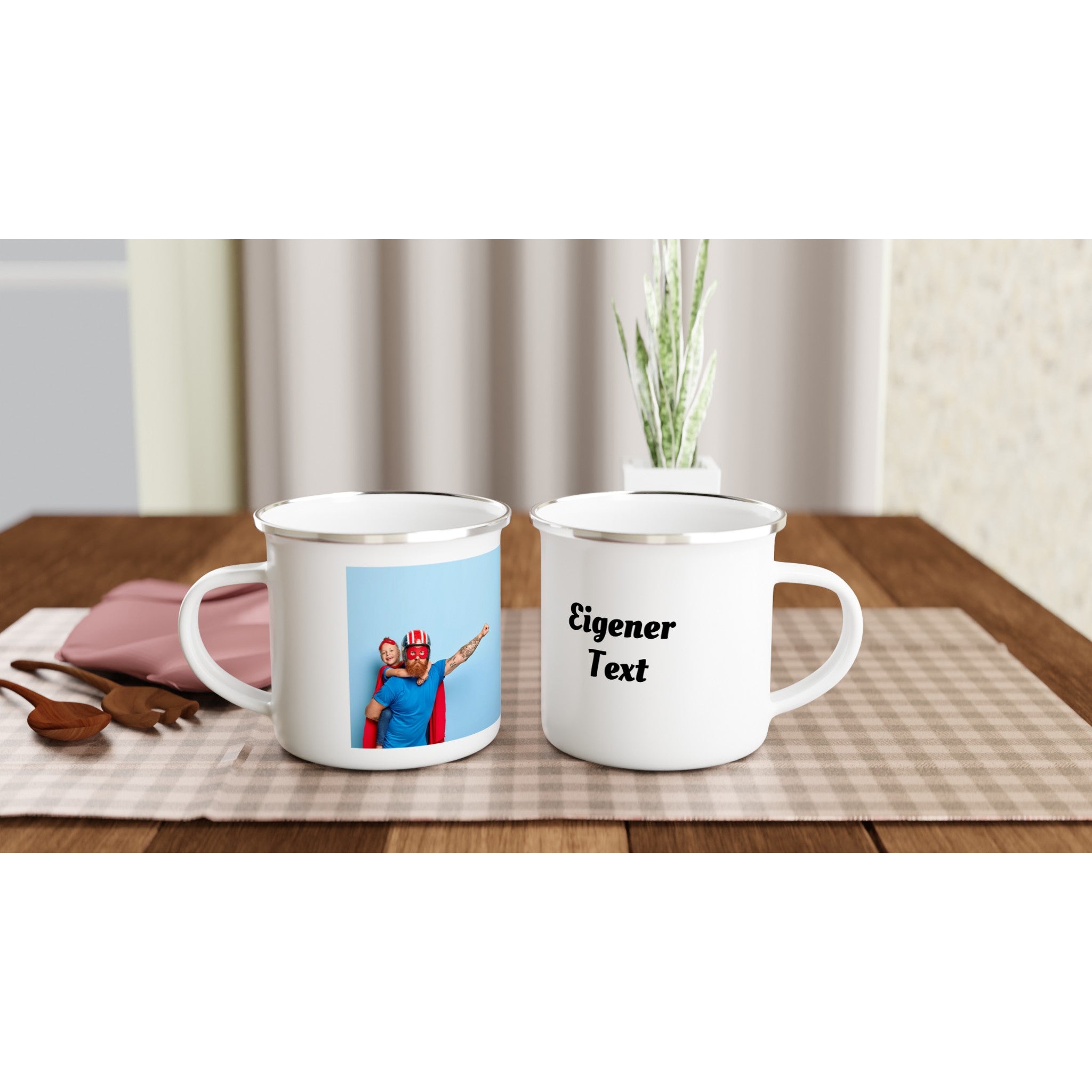 Emaille Tasse personalisiert mit Bild und Text