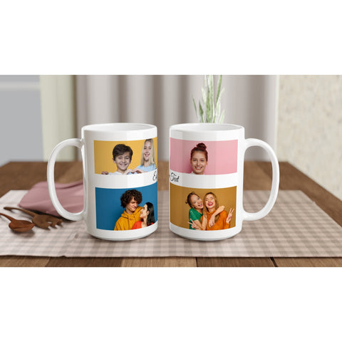 4 Fotos und Text auf Tasse bedrucken lassen